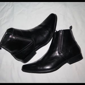 Men’s ASOS black patented leather small heel boot